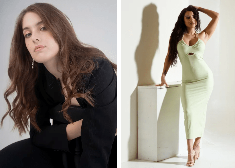 black dress and Green Dress models